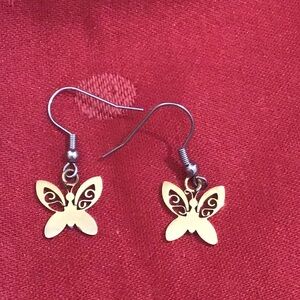 Butterfly Delicate Small Gold Stainless Steel Pierced Earrings For Adult/Child.